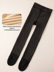 1 双儿童保暖内衬不透明紧身裤，高弹性透气，可穿外套，秋冬 - 彩色 - 查看 2