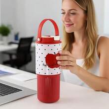 750毫升不锈钢保温水瓶 - 双层真空隔热保温杯，带防漏盖和提手，可重复使用，适用于汽车、办公室、露营等场合 - 多种颜色可选