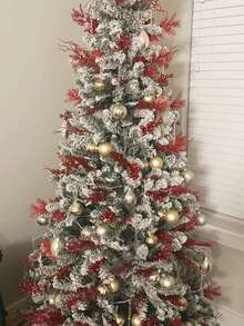 12 peças de galhos brilhantes de Natal, hastes artificiais de frutas vermelhas, agulhas de pinheiro, galhos de flores, decorações para árvores de Natal, guirlanda faça você mesmo