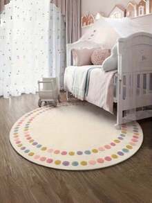 1pc Soft & Durable Faux Wool Round Area Rug, Leaf Wreath Print Design, Soft & Comfortable, Washable, Suitable For Bedroom, Living Room, Play Mat, Bedroom Decor, Area Rug, Vanity Mat, Home Decor, Holiday Decor - Multicolor - View 8
