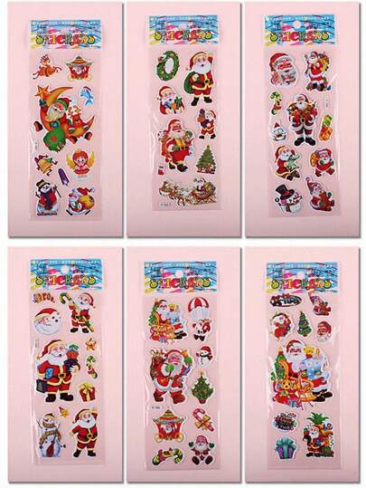 10/6 pièces Nouveaux autocollants à bulles 3D du Père Noël, autocollants de bande dessinée 3D, autocollants en mousse, petits autocollants décoratifs pour cadeaux de Noël, convenant pour les ordinateurs portables, les tasses d'eau, les agendas, etc. Également un cadeau parfait pour les amis, les anniversaires, les fêtes, Noël, Halloween (couleur et design aléatoires)