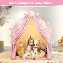 Casa Campaña para Niñas, Tienda Infantil Castillo Princesa con Luz Estrellas, Banderín, Diadema y Cetro, Casita Juegos Portatil Casa de Juguete Carpa para Niño Niña 100x120x130cm/39x47x51inch - Castillo - Ver 2