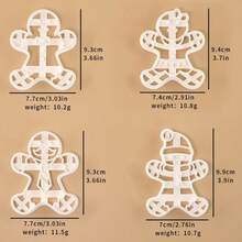 4pcs Gingerbread Man Stamp Mold Cartoon Christmas Stamp Mold Embossing Tool Fondant Baking Cookie Cutter - White - View 2