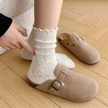 8 Paar Socken für Frauen, japanischer und koreanischer Stil, Frühling und Sommer einfarbige retroholische atmungsaktive Mesh-Socken für Frauen, Herbst Mittellang Plüsch-Socken für Frauen, japanische lose Spitzen-Socken Ins (1/4/8 Paare)