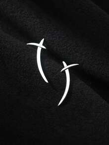 1 Pair Women's Jewelry S925 Sterling Silver Minimalist Criss-Cross Line Stud Earrings, Chic X-Shaped Geometric Pattern Earrings, Suitable For Daily Wear - #1 - View 9