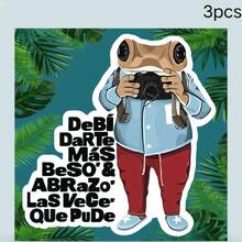 1pc/3pcs Frog Photographer Vinyl Sticker - Waterproof & Durable, Suitable For Car, Laptop, Phone, Fridge, Toolbox, Luggage - Funny Bilingual Design With Camera Gear Pattern - Multicolor - View 10