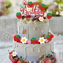 DStrawberry Cake Decorations Strawberry Party Decorations Strawberry Birthday Decorations - 如圖 - 查看 3