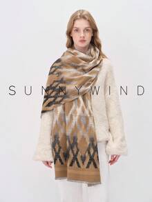 1pc Women's Paisley Pattern Polyester Versatile Scarf, Suitable For Autumn/Winter Daily Use - Khaki Black - View 10