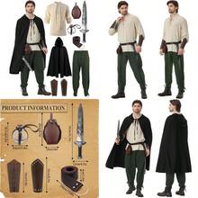 JIEXI9Pcs Mens Renaissance Viking Costumes Set For Men Medieval Pirate Toys Elf Hunter Ren Faire Dress Up Full OutfitCJEMH - 綠色 - 查看 7