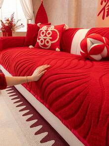 1 Stück Plüsch Verdickte Warme Sofakissenbezug, Moderner Einfacher Rutschfester Sofasitzpolster, Staubdichter und Waschbarer Sofabezug, Weich und Farbecht, Haustierfreundlicher Schutzbezug, Anpassbar für Ecksofa, Schlafzimmer, Büro, Wohnzimmer