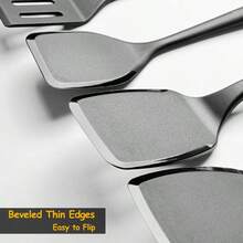 Silicone Spatula Set 600°F Heat Resistant Silicone Spatula Turner Flipper For Cooking Non Stick And Non Scratch Kitchen Utensils For Eggs Burgers Crepes 2-Pack Solid Spatulas Set Black - ĐenĐặcLớnTrung bình - Xem 4