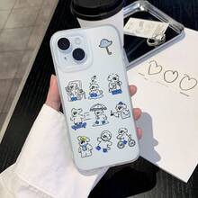 Halbtransparente Neue Kreative Luxusmode Cartoon Welpen Baden Skateboardfahren Reiten Handyhülle Kompatibel mit iPhone 17 Air 16 16e 15 14 13 12 11 Pro Max X XR XSMAX 8 7 e Plus Matte Halbtransparente Weiche Hülle Rückseite - Transparent - Übersicht 10