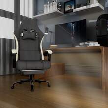 Ergonomic Gaming Chair With Pocket Springs And Footrest, Gaming Armchair With Adjustable Lumbar Support, Breathable Computer Chair Up To 150 Kg, Gamer Chair With Neck Pillow - Grey - View 7