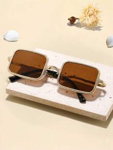 1副时尚复古方形金属无框眼镜 - 彩色 - 查看 9