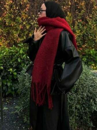 1 pieza Bufanda blanca de invierno con flecos para mujer, versátil para usar como pañuelo, chal o bufanda, regalo para mujer, cálida y a prueba de viento, multifuncional, adecuada para uso diario, viajes y otras ocasiones