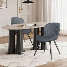 Nalupatio Set Of 2 Dining Chairs, Modern Dining Room Chairs Comfy Backrest Thick Upholstered Kitchen Chairs 19IN Height With Metal Legs Grey, Suitable For Dining Room, Living Room, Study Room - 深灰色 - 查看 6