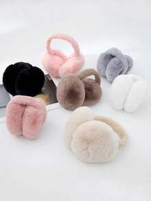 FADZOYLE 1pc Foldable Fluffy Ear Muffs, Adjustable Headband, Plush Lining, Unisex Winter Ear Warmers, Grey - Grey - View 4