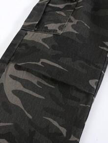 1pc Girls' Y2K Vintage Camouflage Cargo Pants, Loose Straight Leg Casual Jeans, Comfortable For All Seasons - Army Green - View 7