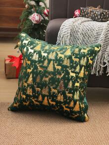 1 Pc Craftsmanship Hot Stamping Luxurious Soft Comfortable Pillow Cover, Living Room Sofa Pillowcase, No Pillow Core, Invisible Zipper