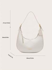 Women's Solid Color PU Leather Shoulder Bag, Multifunctional Crossbody Bag, Suitable For Commuting, Adjustable Strap - Beige - View 3