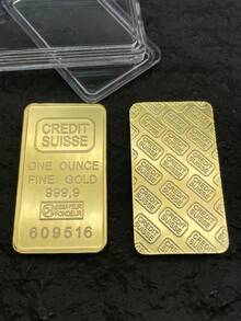 1oz Non-Magnetic Swiss Gold Bar, Plated Gold Ingot, Commemorative Coin, Unique Serial Number, Random Product ID