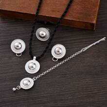 African Classic Jewelry Set, Women's Elegant Minimalist Jewelry, Golden Color Geometric Pendant Necklace, Earrings, Ring, Headchain, Saudi Arabia Bride Wedding Gift - A - View 12