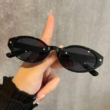 1 Pair Oval Small Frame Stylish Chic Unisex Classic Retro Star Fashion Glasses, PC Material, Suitable For Driving, Travel, Camping, Outfit Matching, Photography - Multicolor - View 4