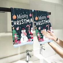 2PCS Christmas Kitchen Towels Merry Christmas Snowman Santa Claus Bathroom Towels, Highly Absorbent, Aesthetic Design, Quick Dry,  Suitable For,  Picnic, Gym, Outdoor, Winter Decor Gift