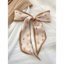 4pcs/Set Elegant Khaki Silk Scarves & Floral Pattern Hairbands & Stylish Hair Tie, Multi-Use For Daily Life And Vacation Headband Turban Headband Sweatband, School Stuff, College, Headbands Fall Winter Hair Band Hair Accessories For Women - 彩色 - 查看 6