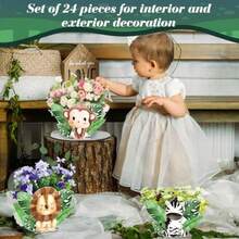 DGeyoga 24 Pcs  Baby Shower Decorations Jungle Theme Birthday Decorations Jungle Baby Shower Decor Wild Animals Centerpieces Birthday Party Plies - như hình ảnh - Xem 4