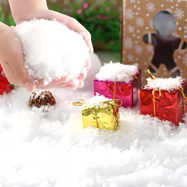 50g/300g/500g Christmas Snowy Landscape Decor, Shiny White Artificial Snow, Acrylic Snow, Christmas Scene Decor, Fake Snow Decoration, Handmade Artificial Snow DIY Powder, Fluffy Snowflakes, Christmas & New Year Party Home Decor, Winter Scene Props