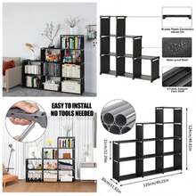 9 Cubos Estantera de Almacenamiento, Libreros y Estantes Modernos, Organizador de armarios, Estantera Modular de Almacenamiento, para Recmara, Oficina, Sala de Estar etc Negro - inicial - Ver 1