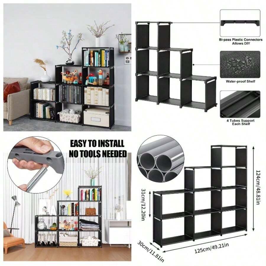 9 Cubos Estantera de Almacenamiento, Libreros y Estantes Modernos, Organizador de armarios, Estantera Modular de Almacenamiento, para Recmara, Oficina, Sala de Estar etc Negro - inicial - Ver 1