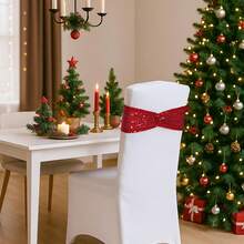 Gold Sequin Chair Sashes With Bow For Folding Chairs, Party Wedding Reception Decorations, 20 PCS - Red - View 7