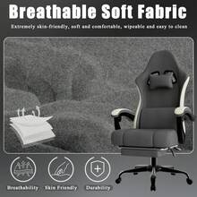 Ergonomic Gaming Chair With Pocket Springs And Footrest, Gaming Armchair With Adjustable Lumbar Support, Breathable Computer Chair Up To 150 Kg, Gamer Chair With Neck Pillow - Grey - View 4