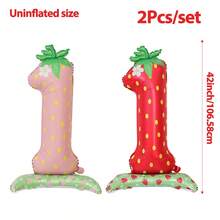 2 个 42 英寸草莓数字 1 气球，草莓生日派对装饰，浆果女孩一周岁生日装饰草莓 1 岁生日气球，适合 1 岁浆果主题生日派对装饰婴儿送礼会装饰 - 彩色 - 查看 11