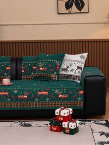 1pc All Season Christmas Decor Gift Sofa Cushion Cover, Modern Minimalist Non-Slip Sofa Seat Protector, Dust-Proof And Washable Sofa Slipcover, Mint Green Fresh And Fashionable, Soft And Fade-Resistant, Pet-Friendly, Fits L-Shaped Sofa And 1/2/3/4-Seat Sofas For Bedroom, Office, Living Room