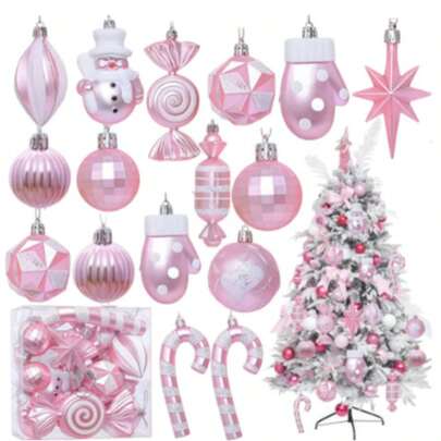Esferas Navideñas Navidad Árbol Decoración Rosa 16pcs