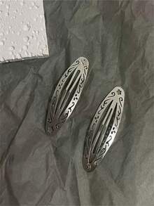 Y2K Roman Court Style Niche Design, Floral BB Clip, Silver Retro Exotic Style, Oval Bangs Clip, Broken Hair Clip, Side Clips Hair Accessories For Women Claw Clips Hair Claws Hair Barrettes - Bạc - Xem 7