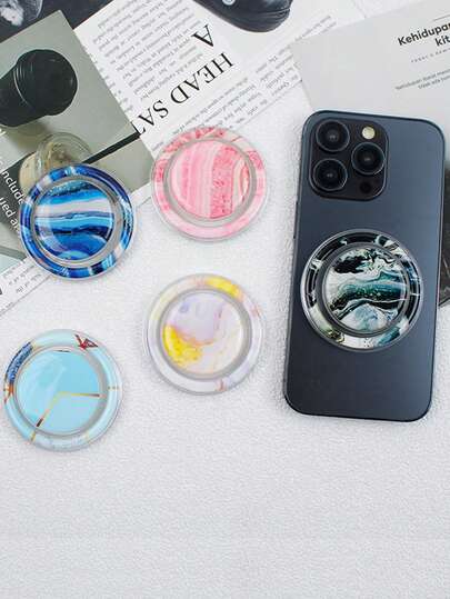 1 Piece Of Glue Ink-Stained Magnetic Push-Pull Stand, Retractable And Foldable Lazy Stand