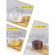 Tazas medidoras plsticas irrompibles sin BPA, 1 litro 600 ml 300 ml, boquilla, apilables, ideales para repostera - Transparente - Ver 3