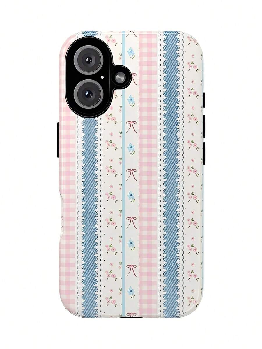 Retro Pastel Plaid Floral Hard 2-In-1 Phone Case, Cute Retro Pattern Protective Cover, Suitable For Compatible With Phone17,17air,16, 15, 14, 13, 12, 11, PRO MAX, X,XS,PLUS, As Well As, Galaxy S21/22/23/24/25 Ultra/FE+, NOTE20 Ultra,A71/56/55/54/53/52/36/34/26/25/23/16/15/14/13/06, Is A Thoughtful Birthday Gift For Girlfriend, Boyfriend And Friends - 彩色 - 查看 1