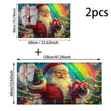 1PC Santa Claus Background Pattern Bathroom Mat, Imitation Cashmere Material, Plush Decoration, Suitable For Bathroom, Doorway, Kitchen And Holiday Decoration, Machine Washable, Gift Choice - Multicolor - View 15