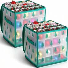 1pc Christmas Decoration Storage Box With 64 Compartments, Zipper Closure Christmas Ornament Storage Container - Multicolor - View 12