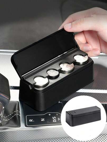 1pc/2pcs Car Coin Storage Box, Car Coin Clip, Mixed Coin Bank, Multifunctional Adhesive Coin Holder For Car