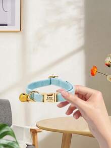 1 PC Personalized Gold Luxury Velvet Cat Collar With Bell, Customizable With Name And Phone Number - Prevent Your Pet From Getting Lost. This Soft And Adorable Handmade Mini Cat Collar Is Perfect For Medium And Small Dogs. - Multicolor - View 7