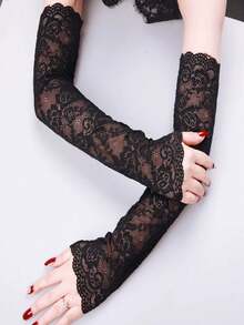 1 Pair Women's Double Layer Lace Cuff Decorative Fake Sleeve Arm Warmers