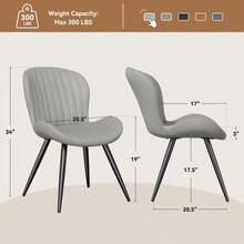 Nalupatio Set Of 2 Dining Chairs, Modern Dining Room Chairs Comfy Backrest Thick Upholstered Kitchen Chairs 19IN Height With Metal Legs Grey, Suitable For Dining Room, Living Room, Study Room - Màu Xám nhạt - Xem 2