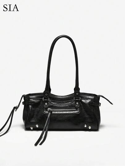 1 pièce Sac à bandoulière en cuir rétro Y2K pour femme avec plusieurs poches, grande capacité, convient pour la rue, les rendez-vous, les fêtes