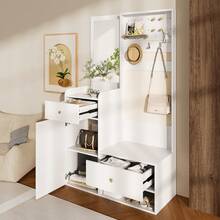 Hall Trees - White + Particle Board - View 7